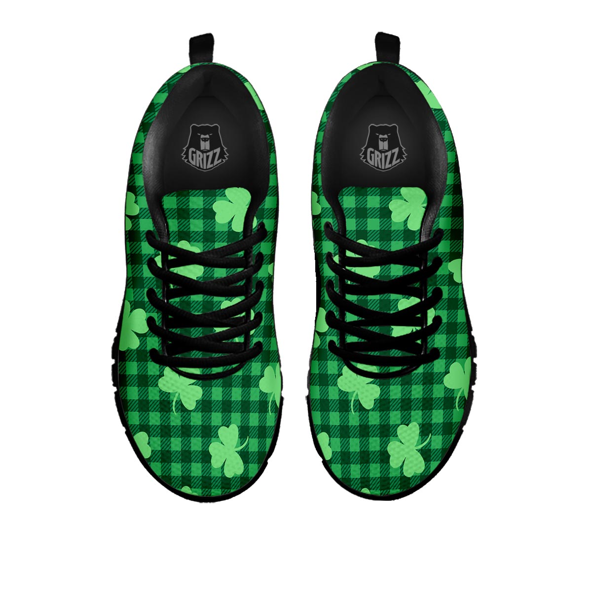 Buffalo Plaid St. Patrick's Day Print Pattern Black Sneaker-grizzshop