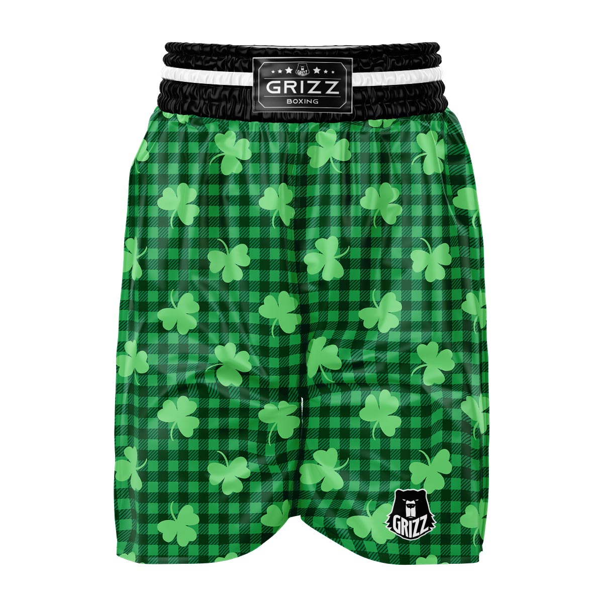 Buffalo Plaid St. Patrick's Day Print Pattern Boxing Shorts-grizzshop