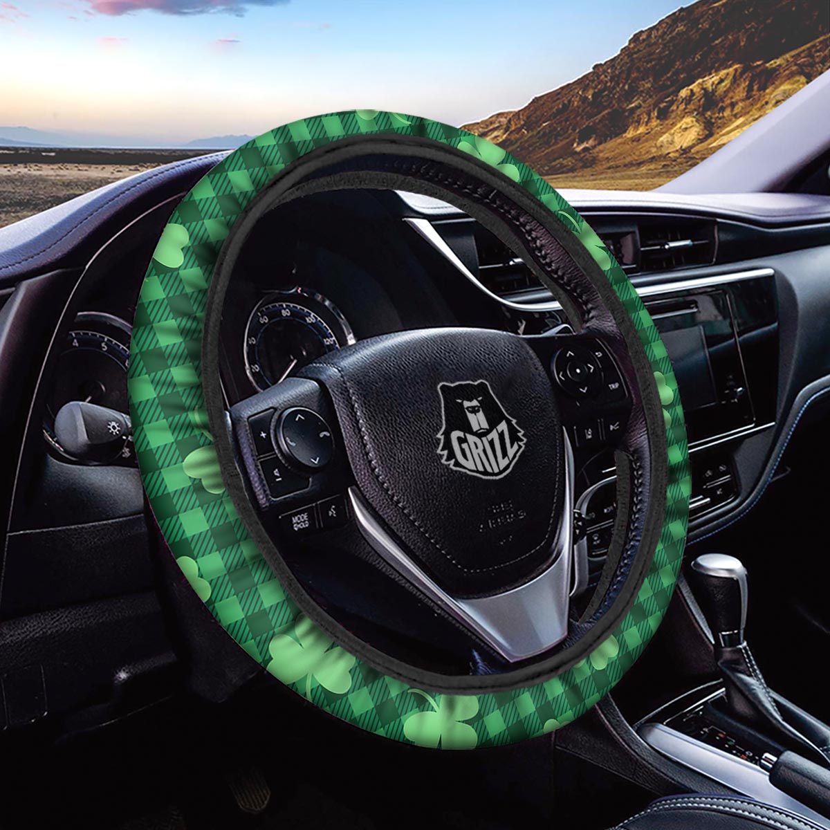 Buffalo Plaid St. Patrick's Day Print Pattern Car Steering Wheel Cover-grizzshop