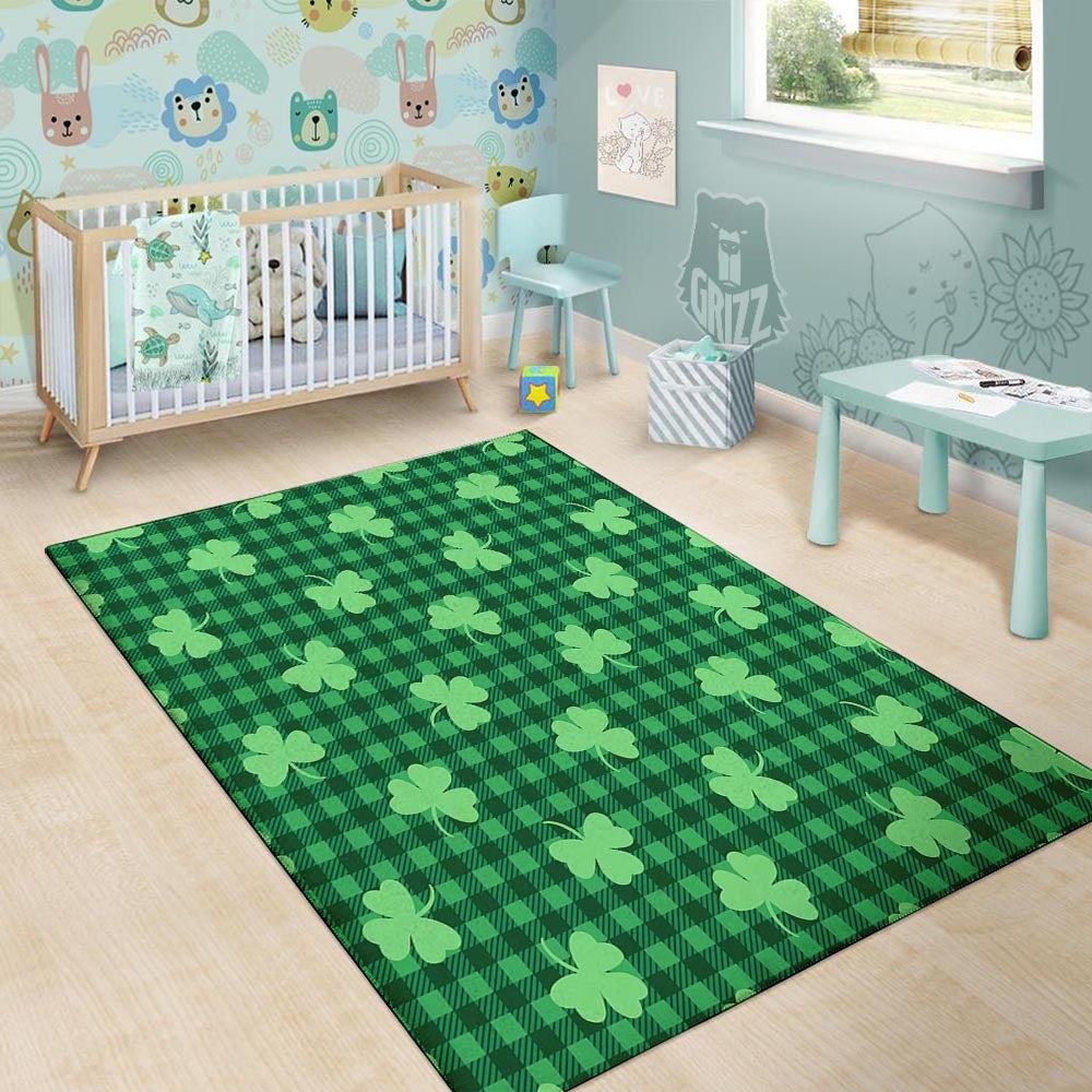 Buffalo Plaid St. Patrick's Day Print Pattern Floor Mat-grizzshop