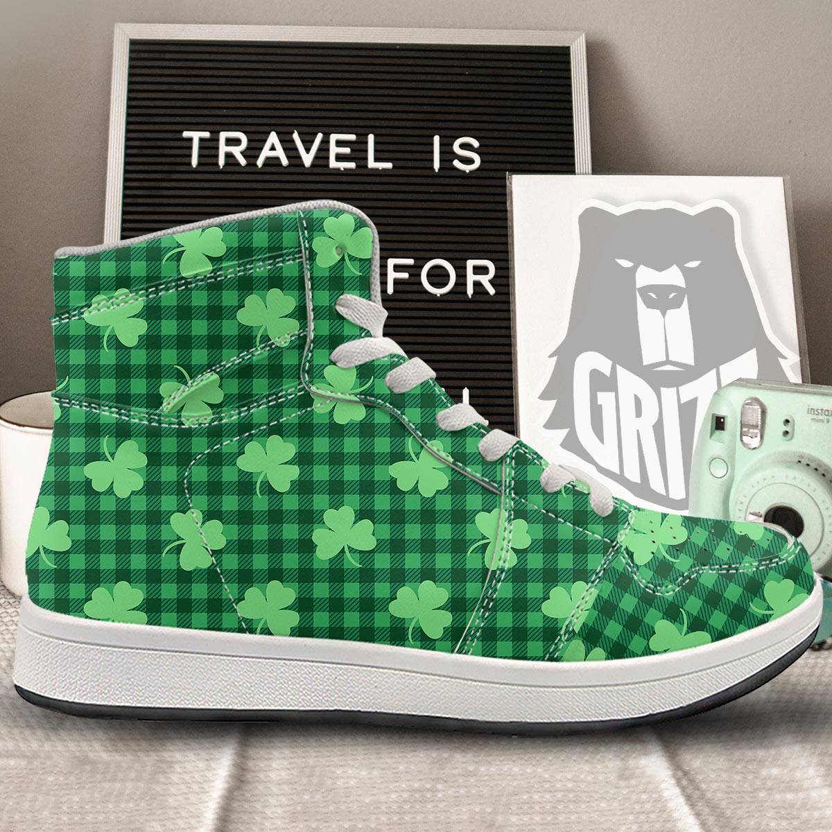 Buffalo Plaid St. Patrick's Day Print Pattern High Top Sneakers-grizzshop