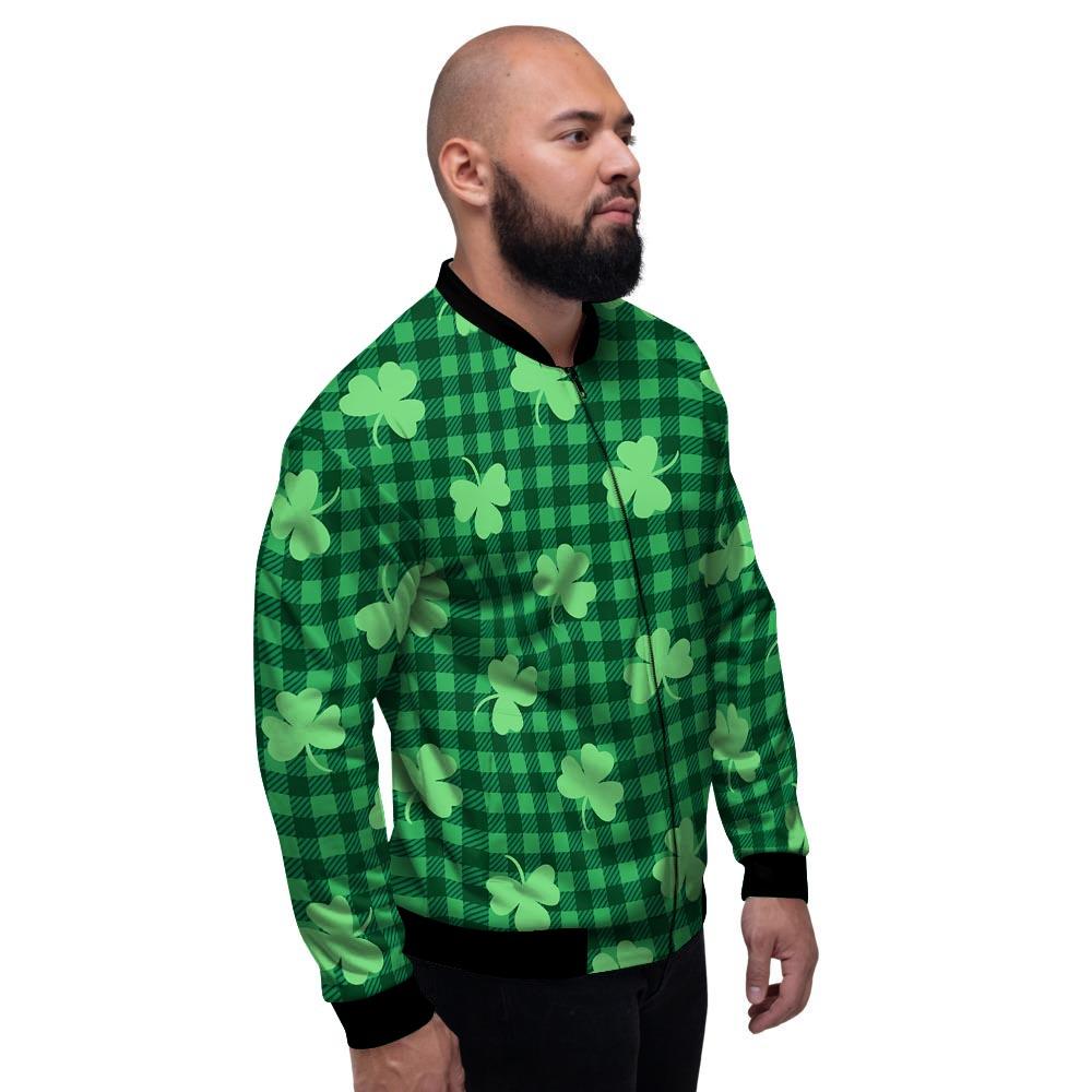 Buffalo Plaid St. Patrick's Day Print Pattern Men's Bomber Jacket-grizzshop