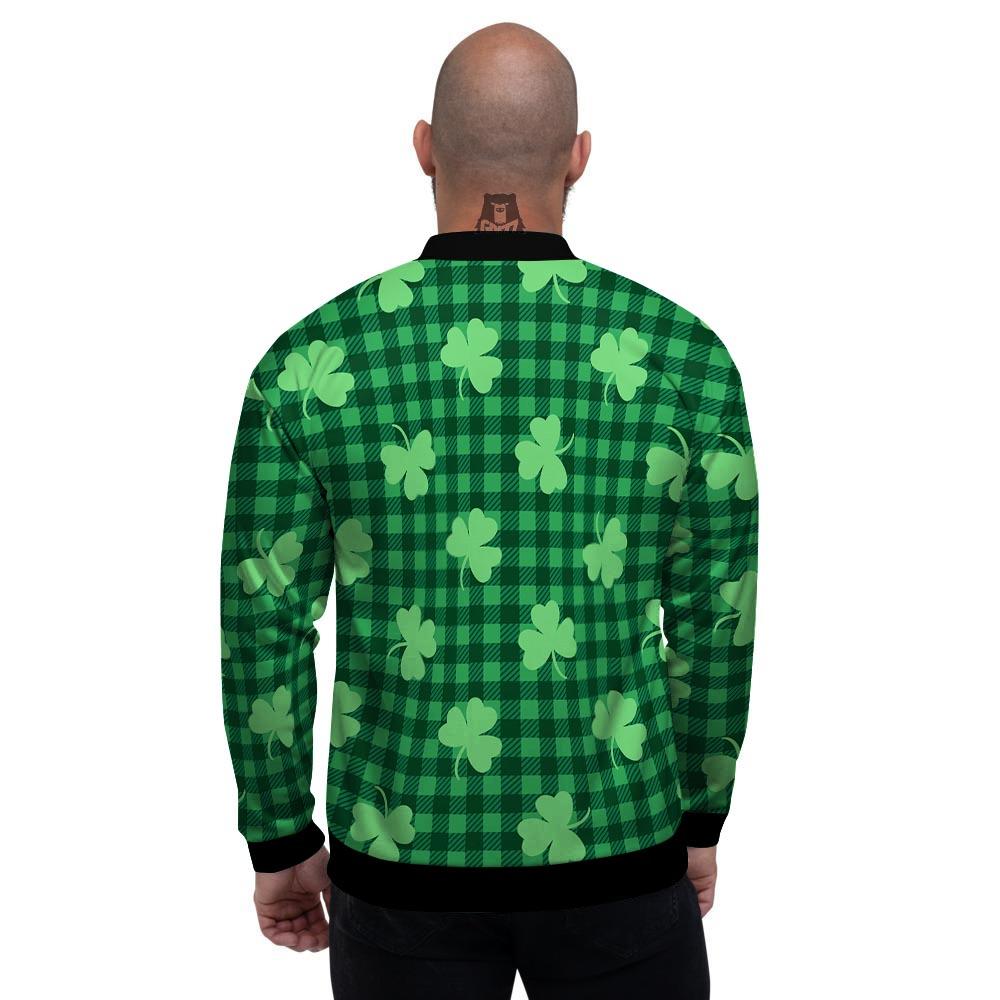 Buffalo Plaid St. Patrick's Day Print Pattern Men's Bomber Jacket-grizzshop