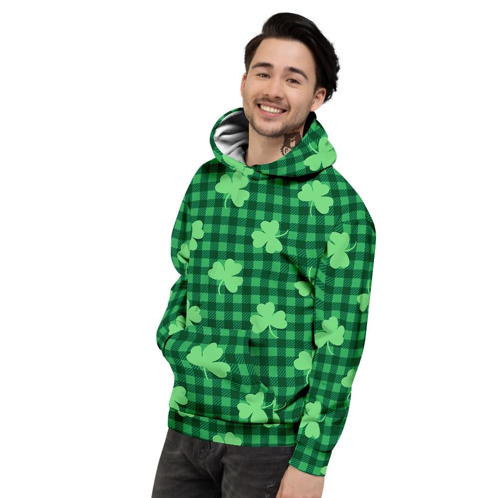 Buffalo Plaid St. Patrick's Day Print Pattern Men's Hoodie-grizzshop