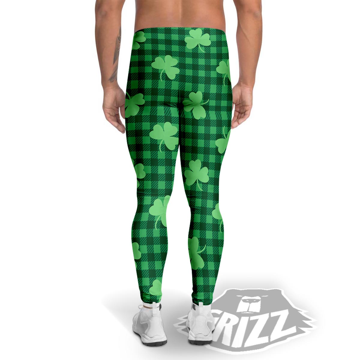 Buffalo Plaid St. Patrick's Day Print Pattern Men's Leggings-grizzshop