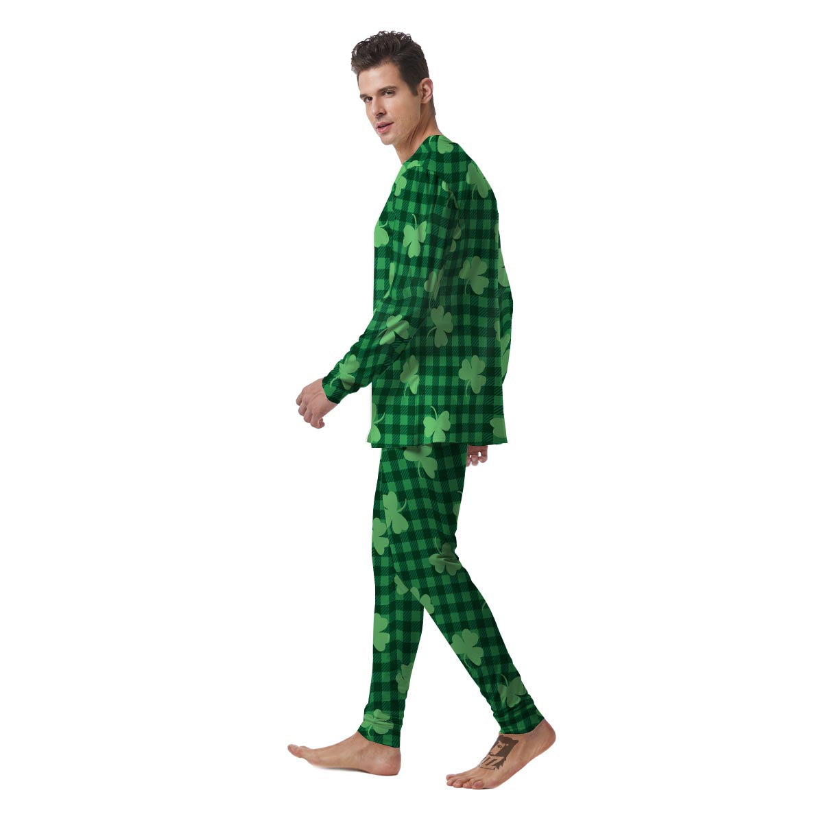 Buffalo Plaid St. Patrick's Day Print Pattern Men's Pajamas-grizzshop