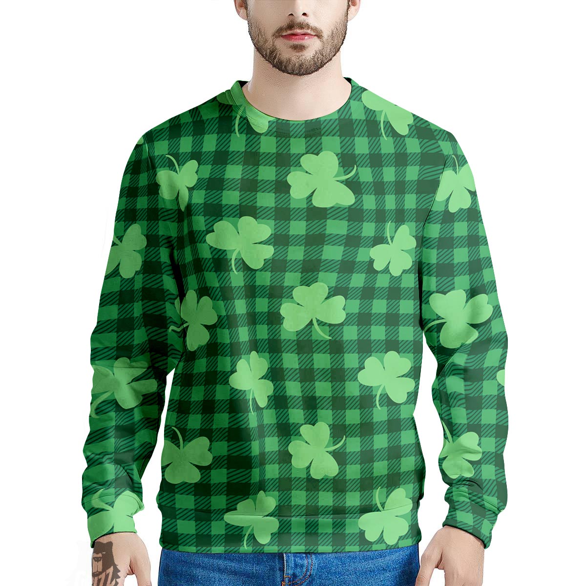 Buffalo Plaid St. Patrick's Day Print Pattern Men's Sweatshirt-grizzshop