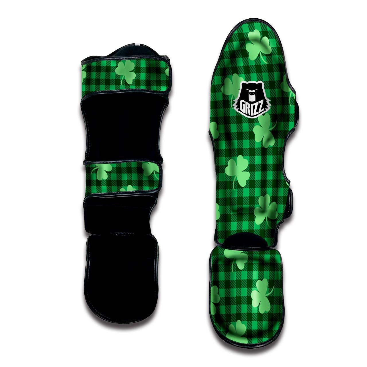 Buffalo Plaid St. Patrick's Day Print Pattern Muay Thai Shin Guards-grizzshop