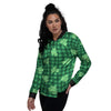 Buffalo Plaid St. Patrick's Day Print Pattern Women's Bomber Jacket-grizzshop