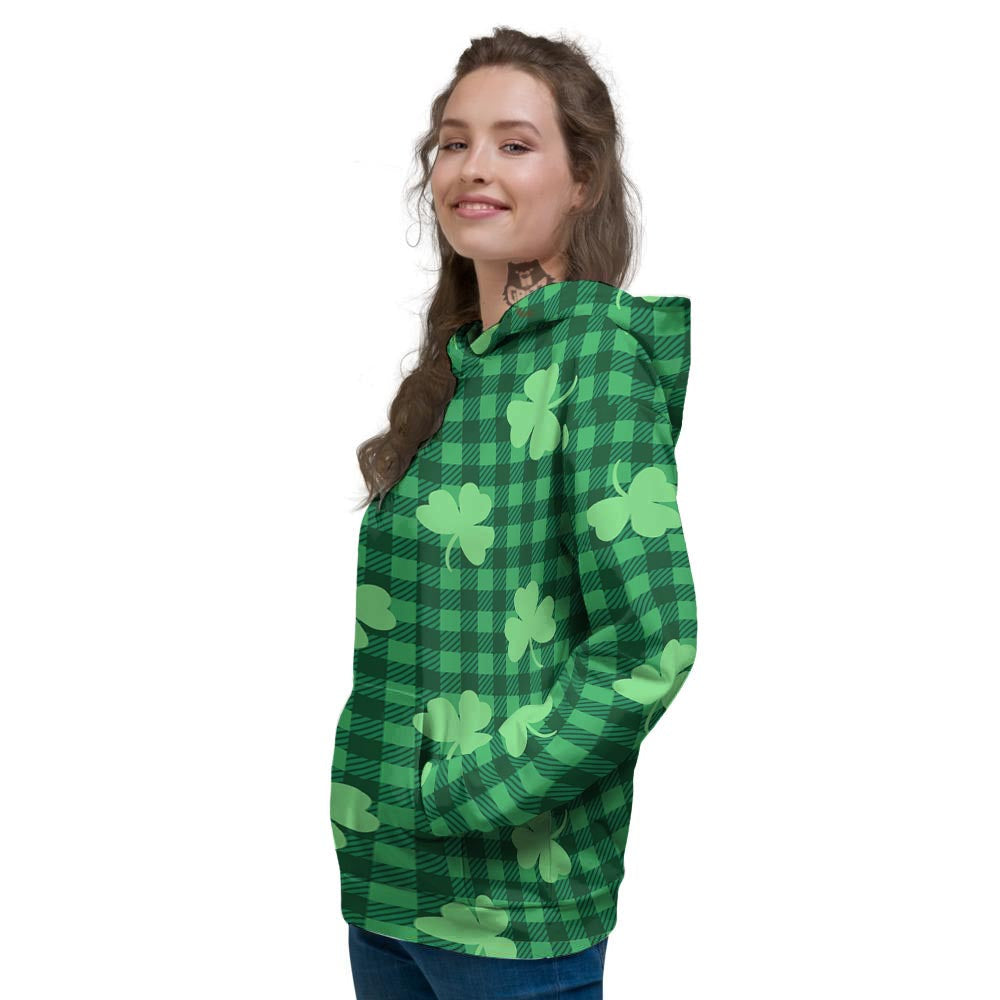 Buffalo Plaid St. Patrick's Day Print Pattern Women's Hoodie-grizzshop