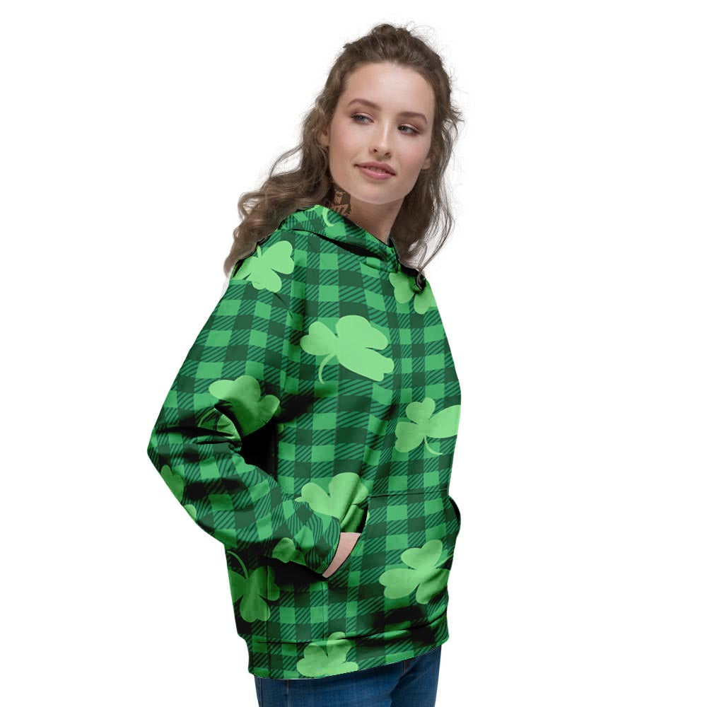 Buffalo Plaid St. Patrick's Day Print Pattern Women's Hoodie-grizzshop