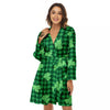 Buffalo Plaid St. Patrick's Day Print Pattern Women's Robe-grizzshop