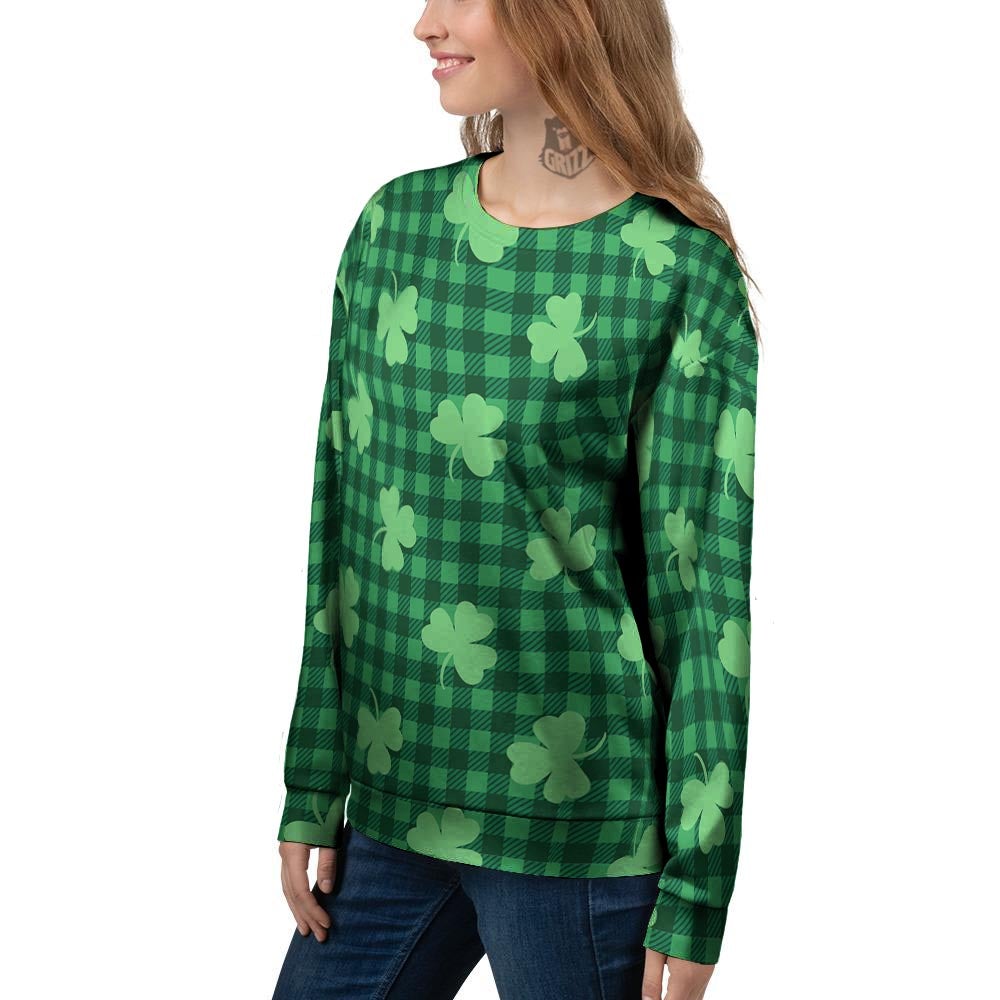 Buffalo Plaid St. Patrick's Day Print Pattern Women's Sweatshirt-grizzshop