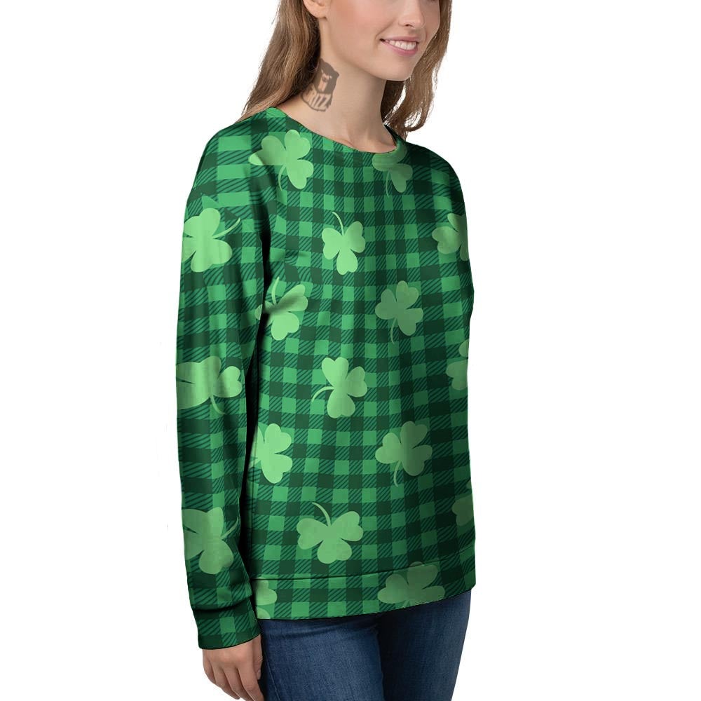 Buffalo Plaid St. Patrick's Day Print Pattern Women's Sweatshirt-grizzshop