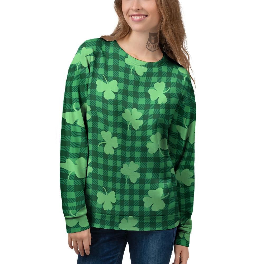 Buffalo Plaid St. Patrick's Day Print Pattern Women's Sweatshirt-grizzshop