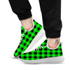 Buffalo Plaid UFO Green Print Pattern White Athletic Shoes-grizzshop