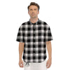 Buffalo Plaid White And Black Print Men's Short Sleeve Shirts-grizzshop