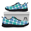 Buffalo Plaid White Green And Blue Print Pattern Black Sneaker-grizzshop