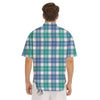 Buffalo Plaid White Green And Blue Print Pattern Men's Short Sleeve Shirts-grizzshop