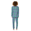 Buffalo Plaid White Green And Blue Print Pattern Women's Pajamas-grizzshop