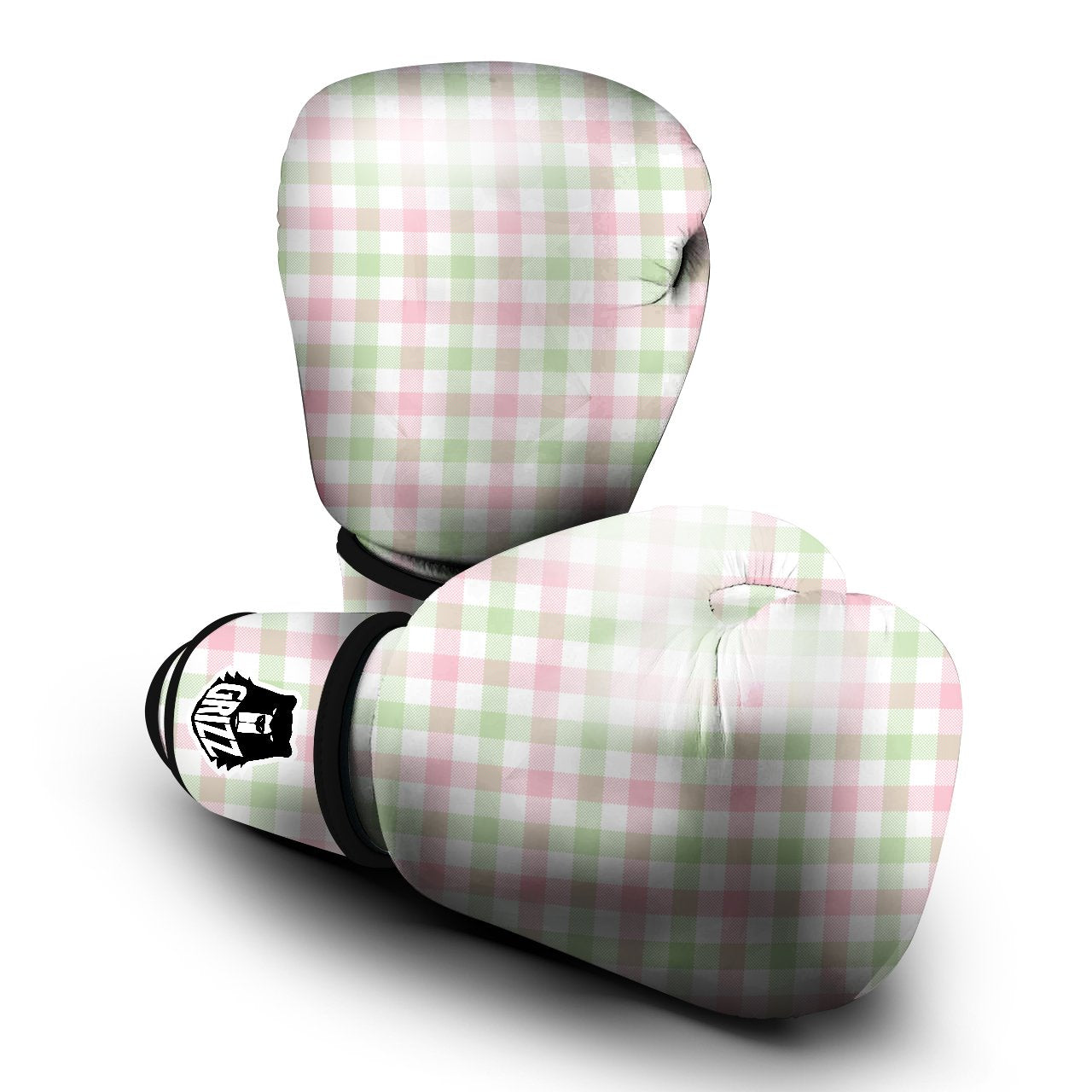 Buffalo Plaid White Pink And Green Print Pattern Boxing Gloves-grizzshop