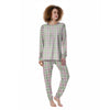 Buffalo Plaid White Pink And Green Print Pattern Women's Pajamas-grizzshop