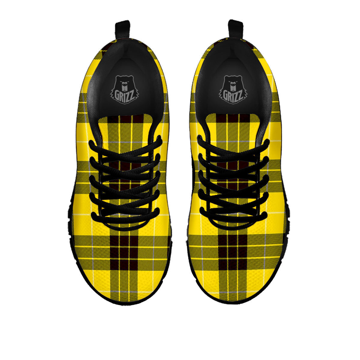 Buffalo Plaid Yellow Print Pattern Black Sneaker-grizzshop