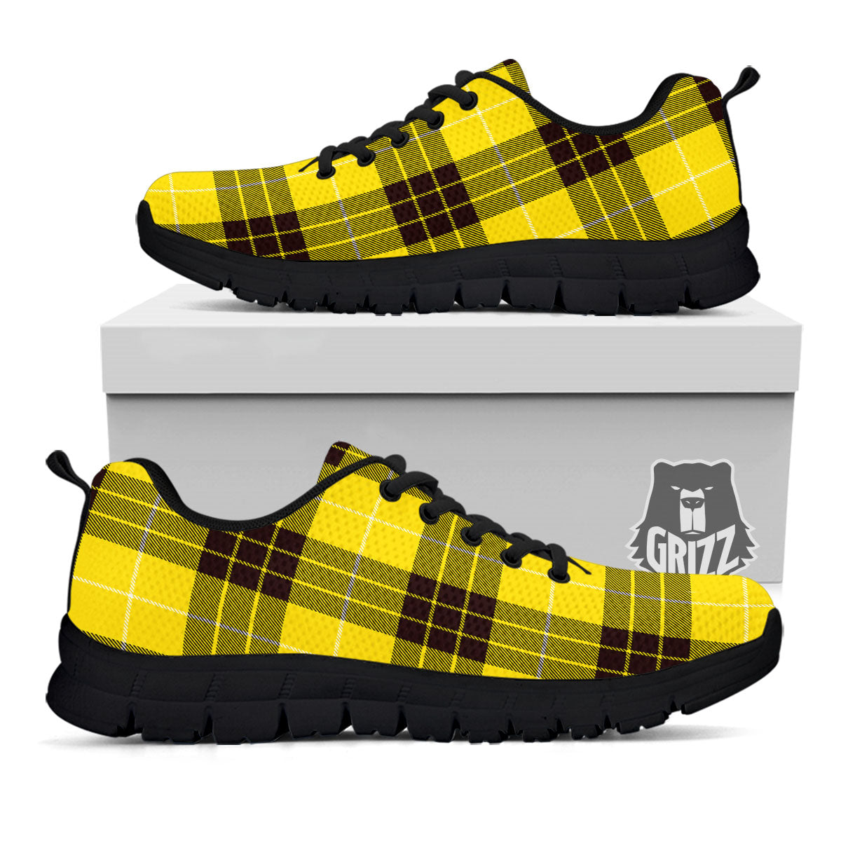 Buffalo Plaid Yellow Print Pattern Black Sneaker-grizzshop