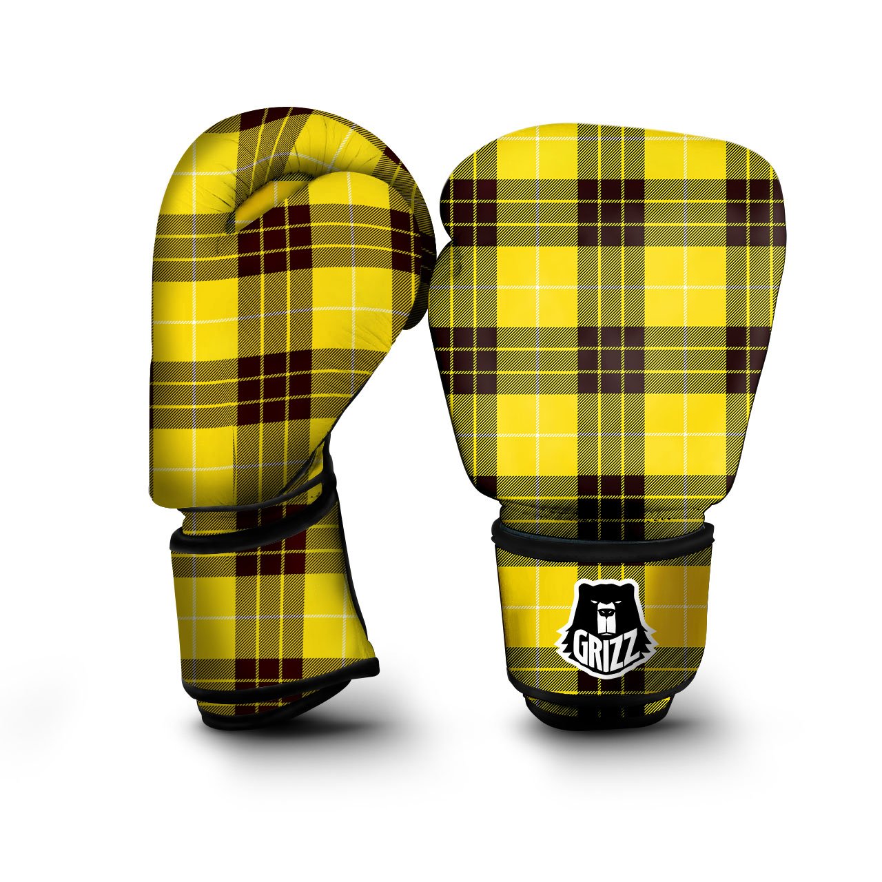 Buffalo Plaid Yellow Print Pattern Boxing Gloves-grizzshop