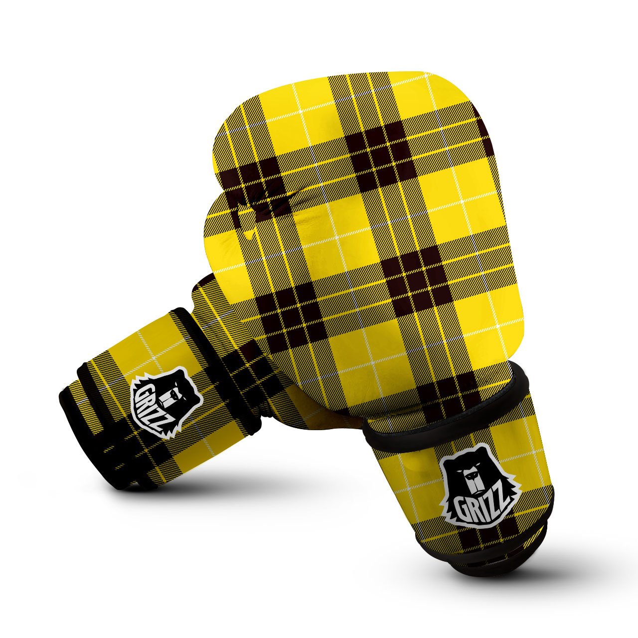 Buffalo Plaid Yellow Print Pattern Boxing Gloves-grizzshop