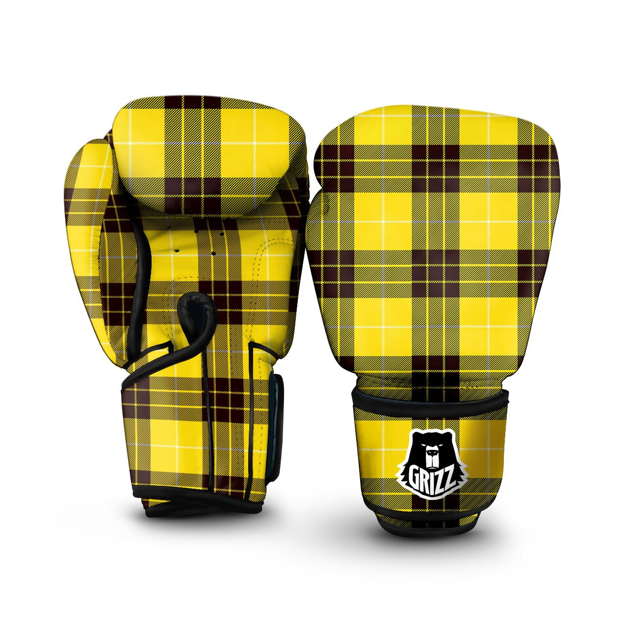 Buffalo Plaid Yellow Print Pattern Boxing Gloves-grizzshop