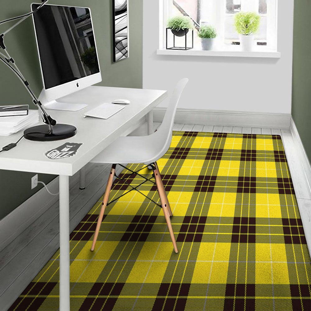 Buffalo Plaid Yellow Print Pattern Floor Mat-grizzshop