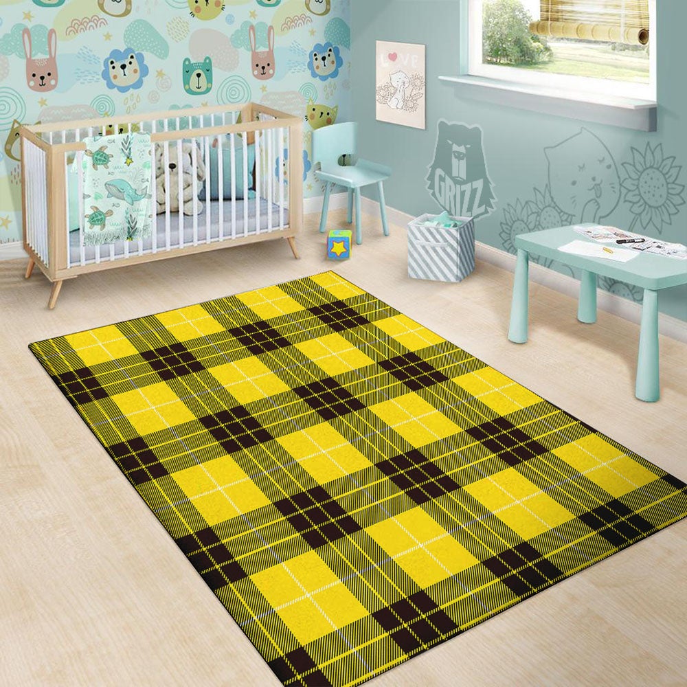 Buffalo Plaid Yellow Print Pattern Floor Mat-grizzshop