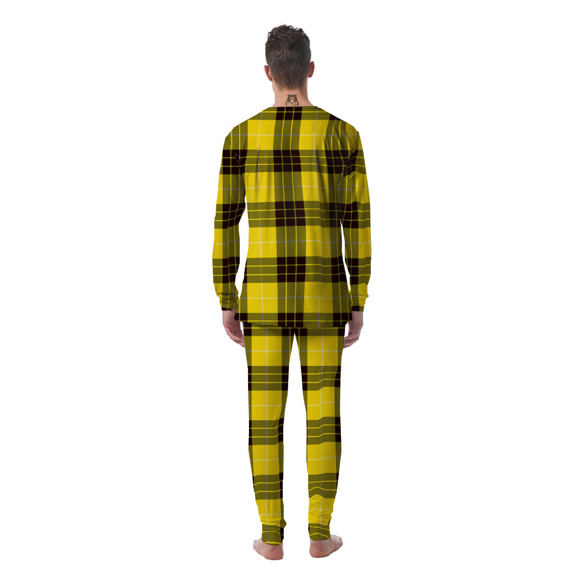 Buffalo Plaid Yellow Print Pattern Men's Pajamas-grizzshop