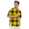 Buffalo Plaid Yellow Print Pattern Men's Short Sleeve Shirts-grizzshop