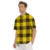 Buffalo Plaid Yellow Print Pattern Men's Short Sleeve Shirts-grizzshop