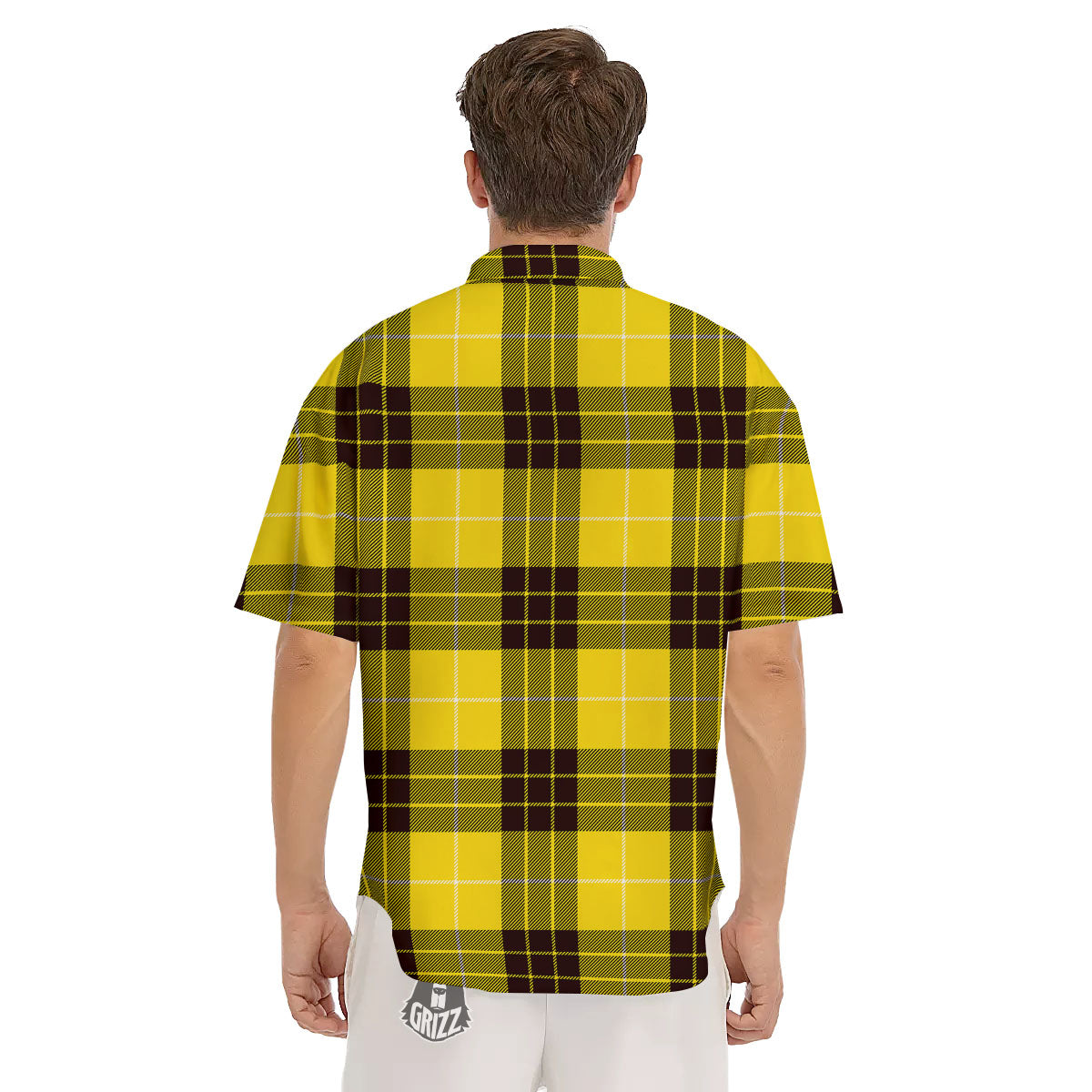 Buffalo Plaid Yellow Print Pattern Men's Short Sleeve Shirts-grizzshop