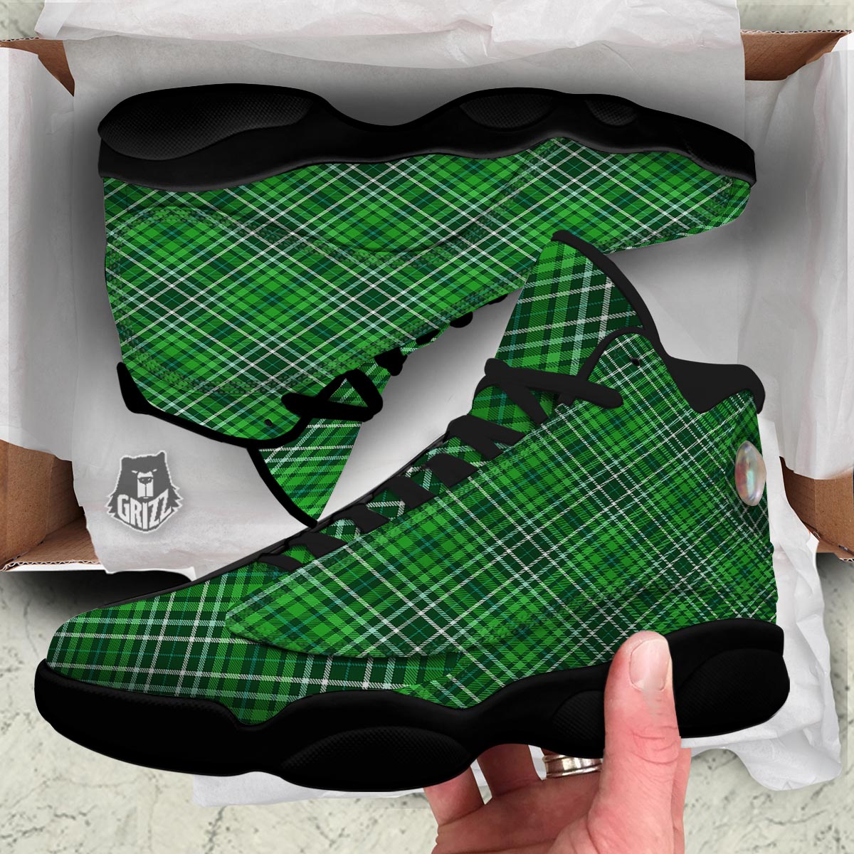 Buffalo St. Patrick's Day Print Pattern Black Basketball Shoes-grizzshop