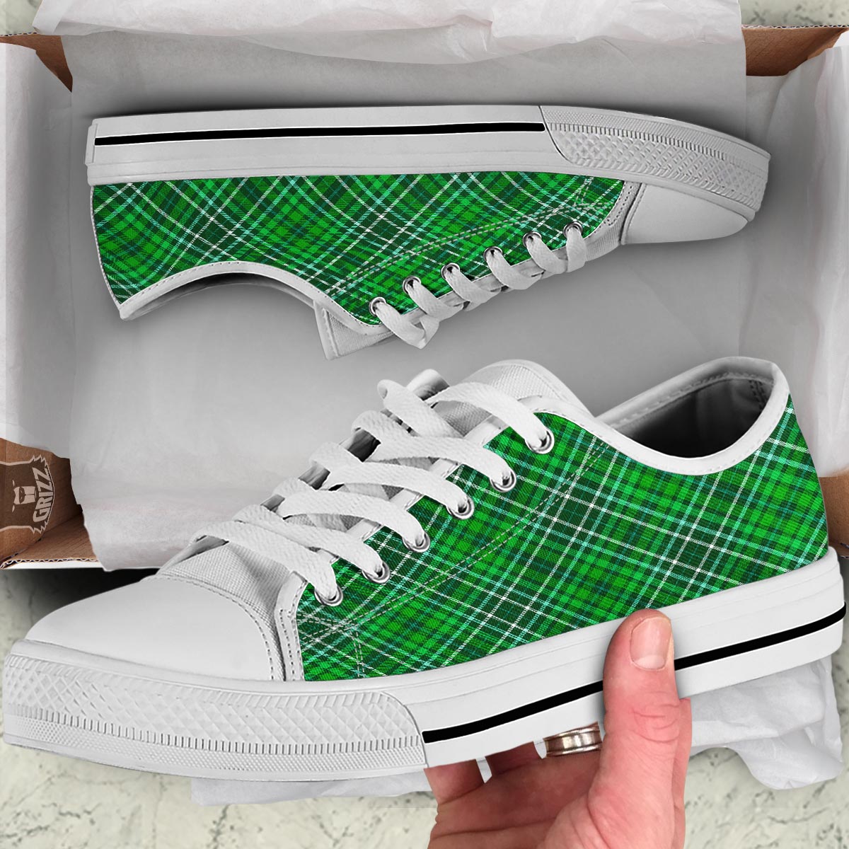 Buffalo St. Patrick's Day Print Pattern White Low Top Shoes-grizzshop