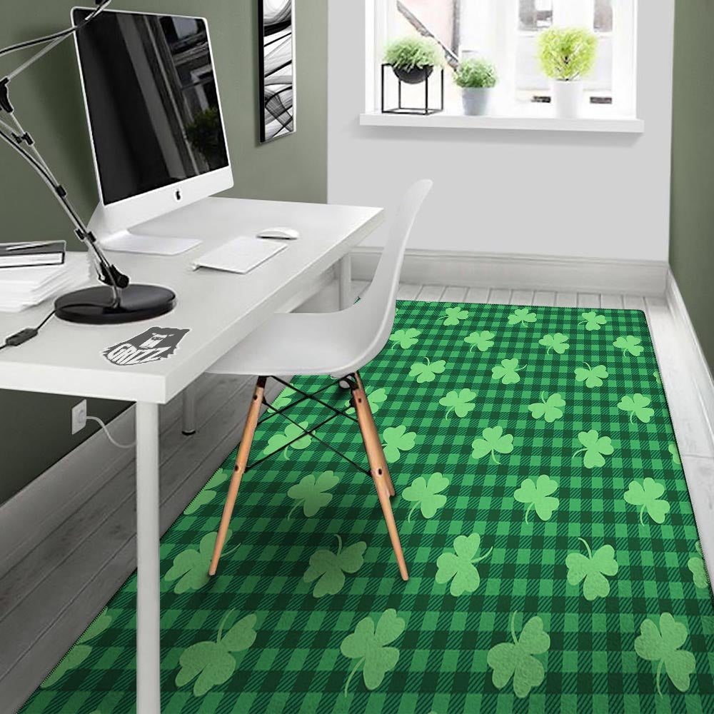 Buffalo Plaid St. Patrick's Day Print Pattern Floor Mat-grizzshop