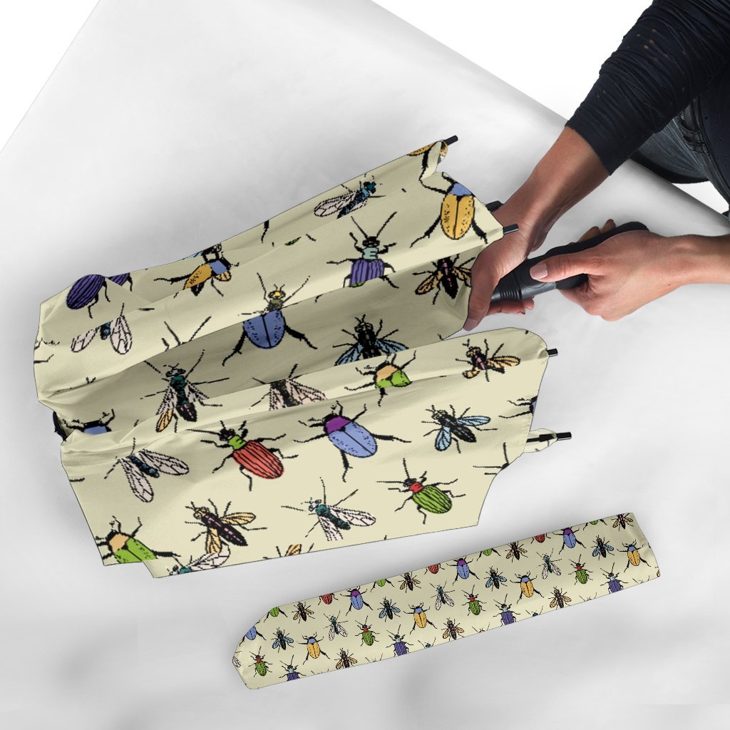Bug Pattern Print Automatic Foldable Umbrella-grizzshop