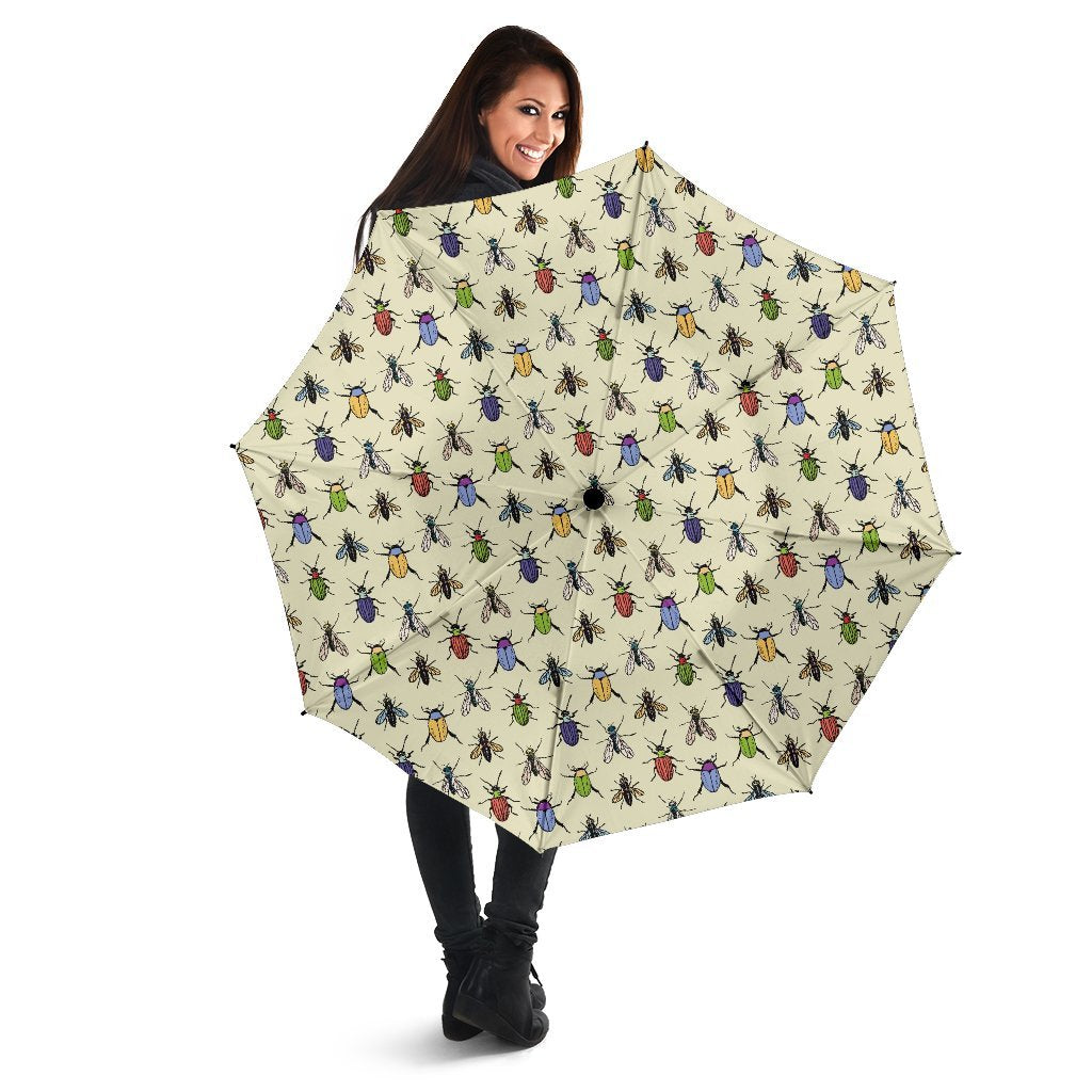 Bug Pattern Print Automatic Foldable Umbrella-grizzshop