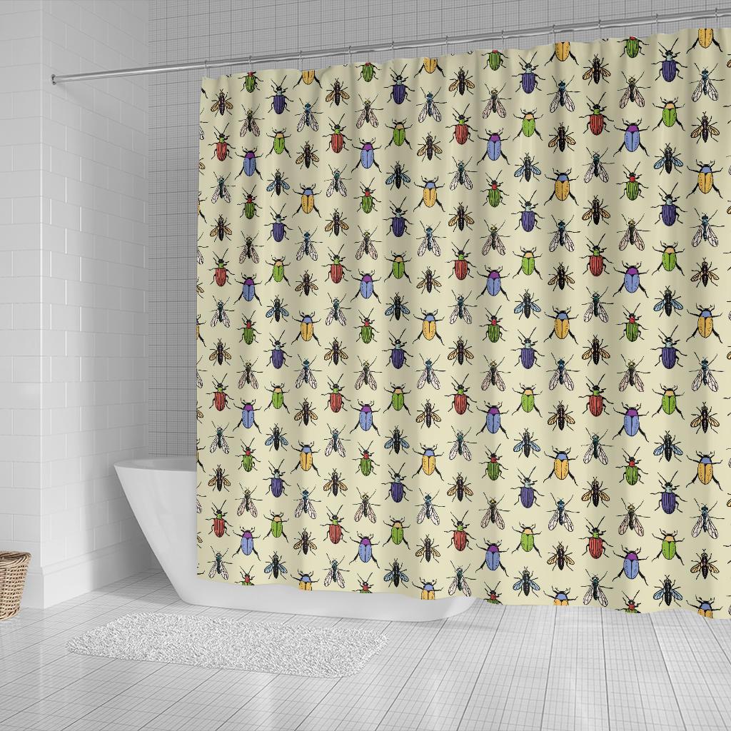 Bug Pattern Print Bathroom Shower Curtain-grizzshop