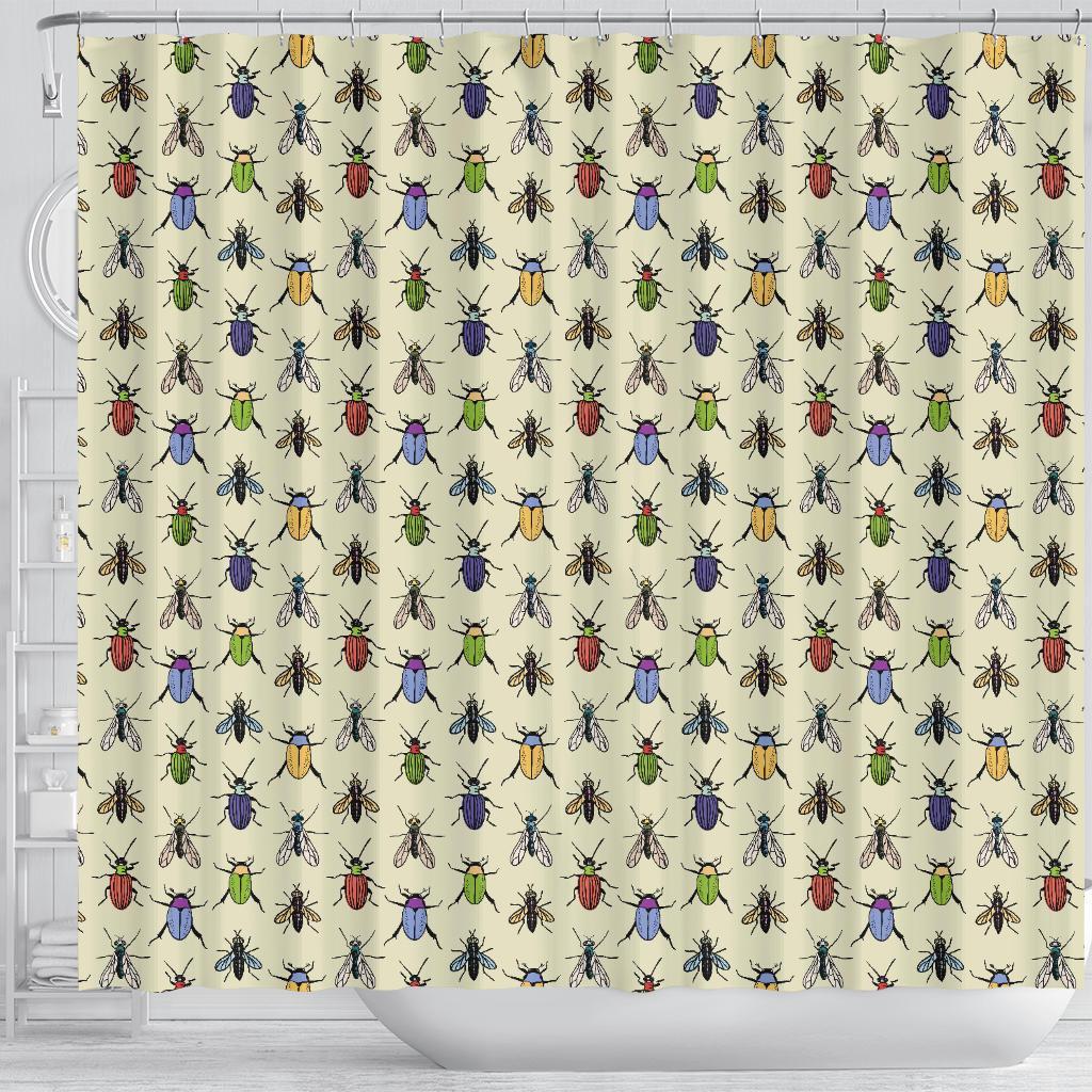 Bug Pattern Print Bathroom Shower Curtain-grizzshop