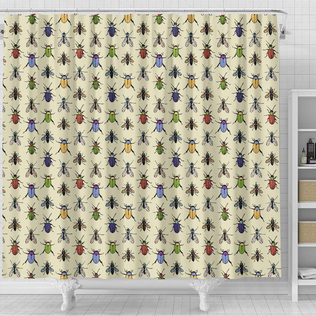 Bug Pattern Print Bathroom Shower Curtain-grizzshop