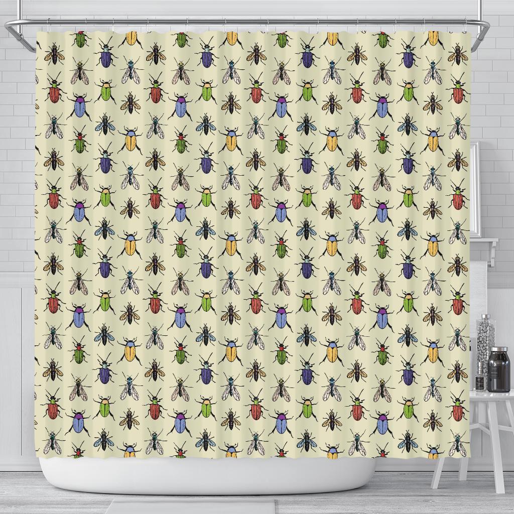 Bug Pattern Print Bathroom Shower Curtain-grizzshop