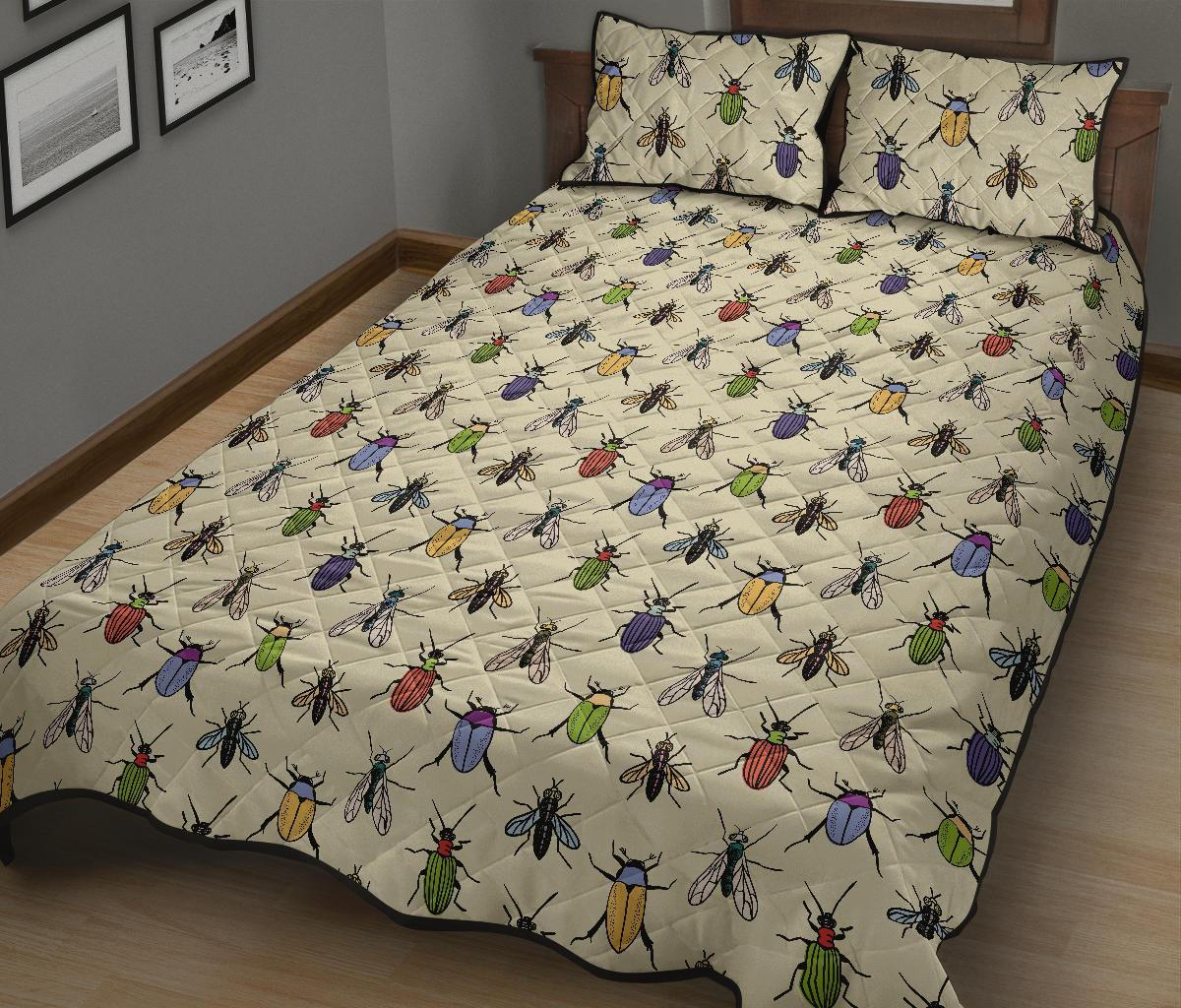 Bug Pattern Print Bed Set Quilt-grizzshop