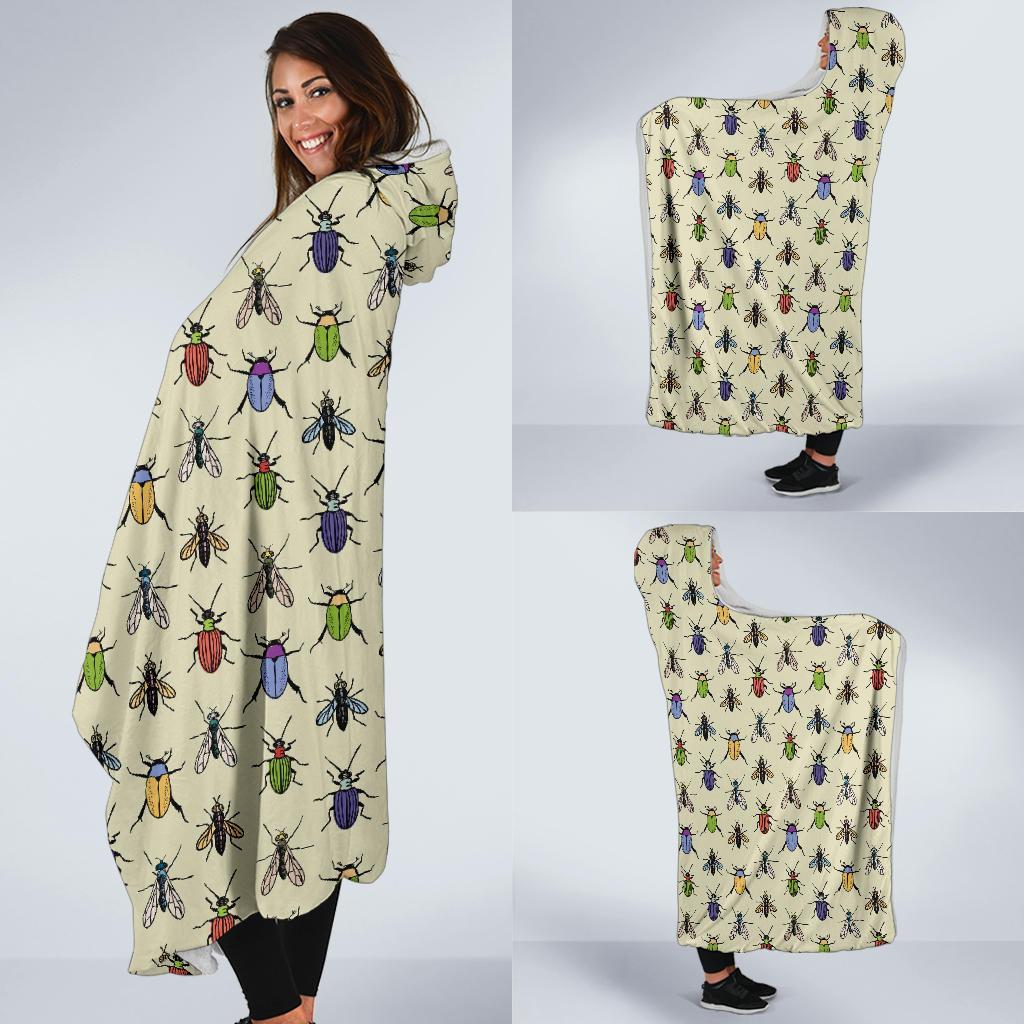 Bug Pattern Print Hooded Blanket-grizzshop