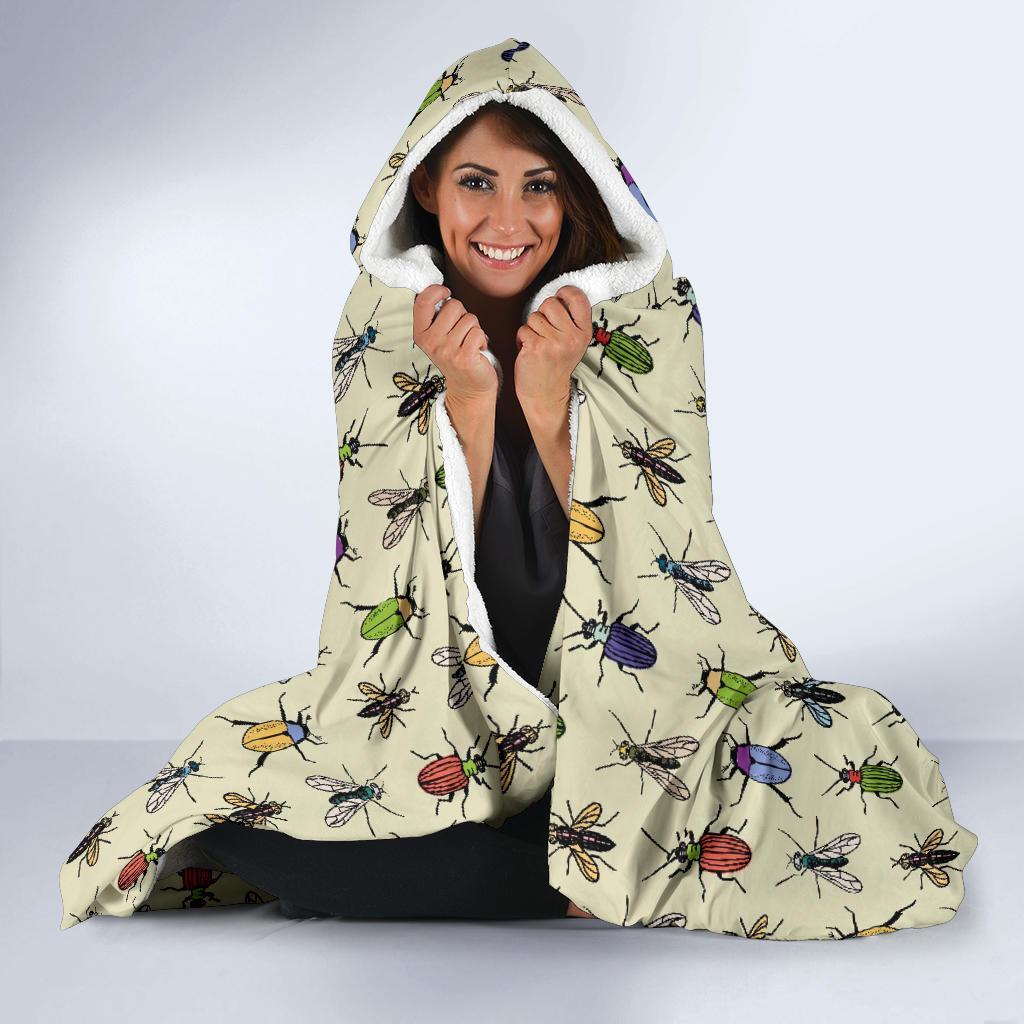 Bug Pattern Print Hooded Blanket-grizzshop