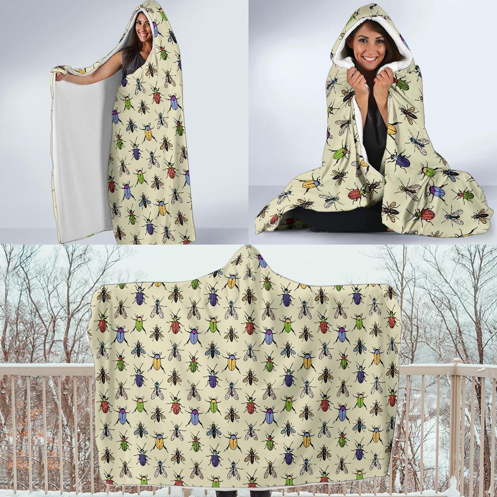Bug Pattern Print Hooded Blanket-grizzshop